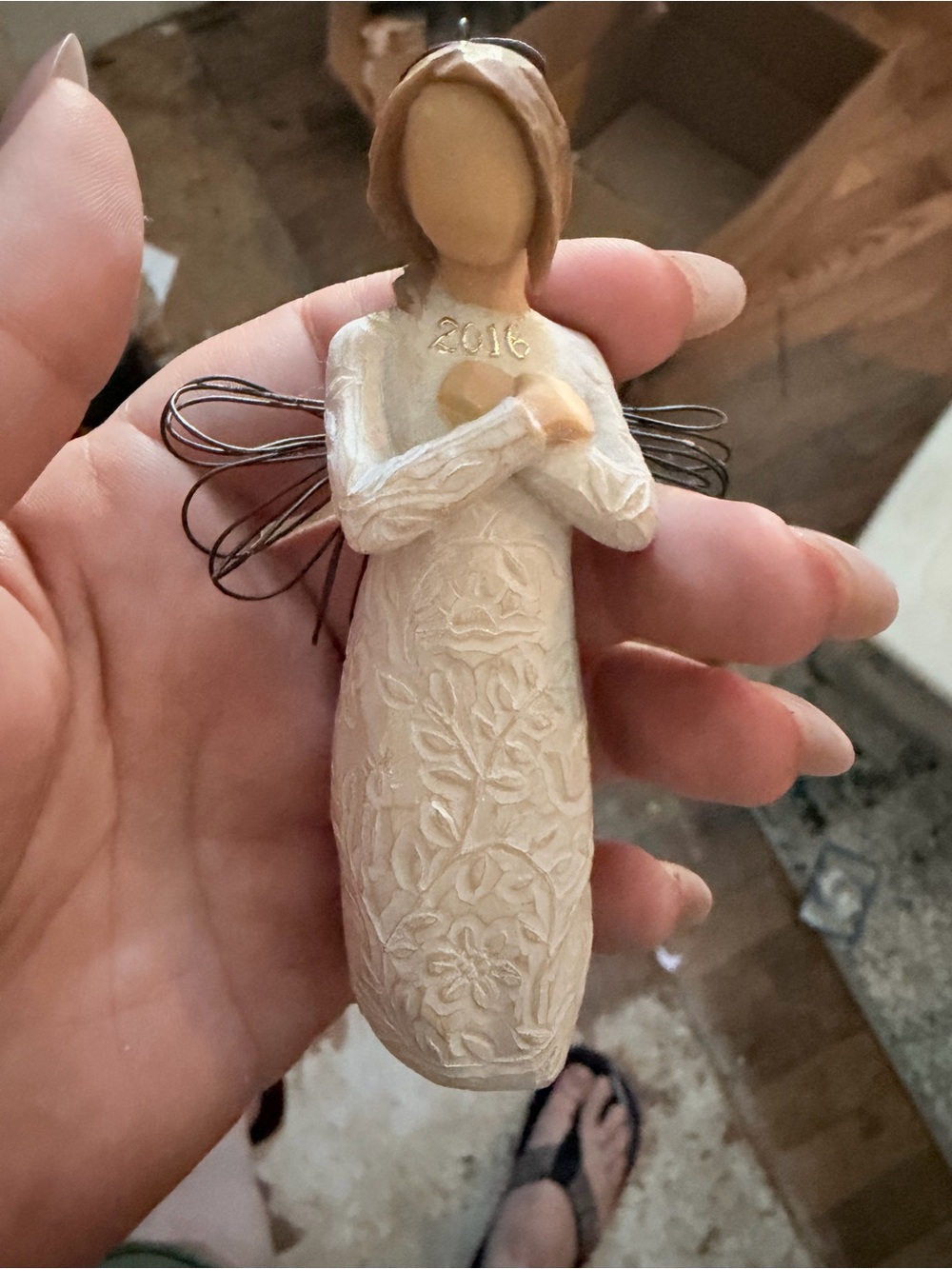 Willow Tree Beige and Brown Floral Angel Figurine